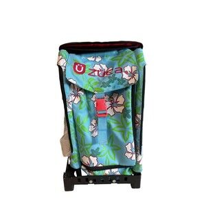 Zuca Bag and Black Frame Blue w/Flowers Tropical Hawaiian Jamaican Ice Skating